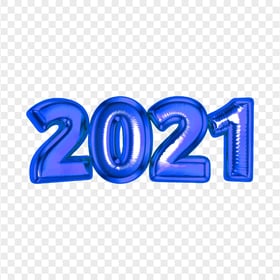 HD Blue 2021 Text Realistic Balloon Logo PNG