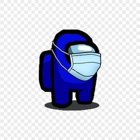 HD Blue Among Us Character With Surgical Mask PNG