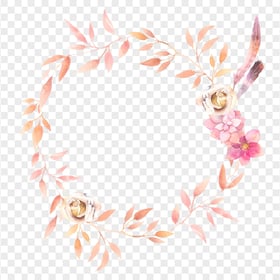 PNG Watercolor Pink Flowers Wreath Garland