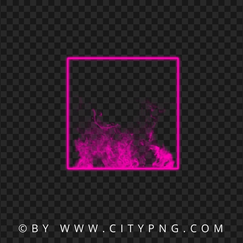 Neon Pink Square Frame With Smoke HD PNG