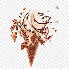 Chocolate Milk Ice Cream Cone Explosion FREE PNG