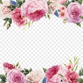 HD Watercolor Cute Wedding Floral Frame PNG