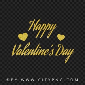 Happy Valentine's Day Gold Glitter Logo Text PNG