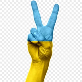 Ukraine Flag Hand Peace Sign Gesture Download PNG
