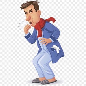 Sick Standing Man Cough Common Cold Illustration