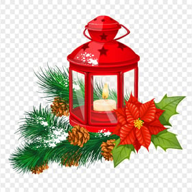Christmas Burning Candle In Red Lantern Illustration