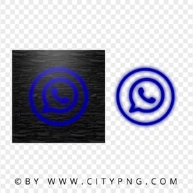 HD Dark Blue Neon Outline Whatsapp Wa Round Circle Logo Icon PNG