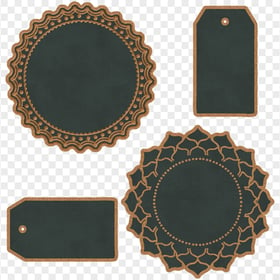 Vintage Green Chalkboard Labels Shapes FREE PNG