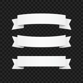HD Three White Ribbons Banners Transparent PNG