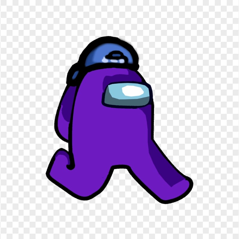 HD Purple Among Us Character Walking With Backwards Baseball Cap PNG