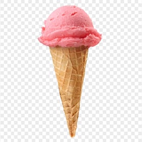 Strawberry Pink Ice Cream In Cone PNG Image