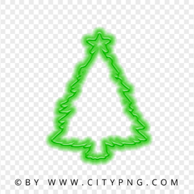 HD Green Neon Christmas Tree Silhouette PNG