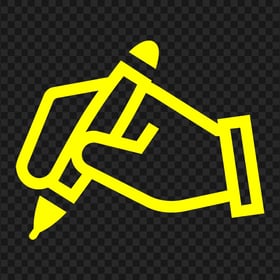 HD Yellow Outline Pencil on Hand Icon PNG