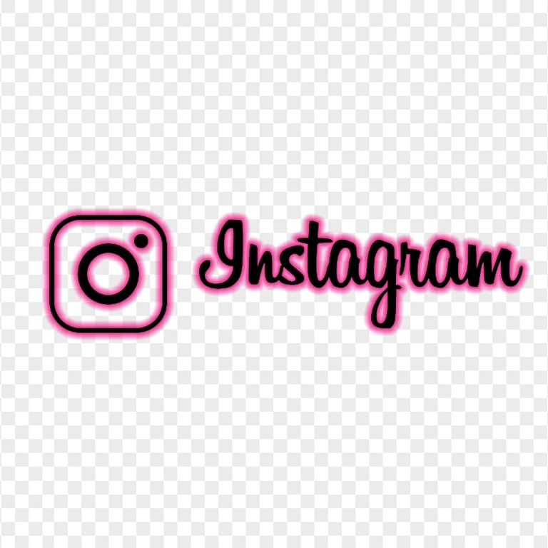 HD Pink & Black Neon Instagram Insta Logo Text & Sign PNG | Citypng