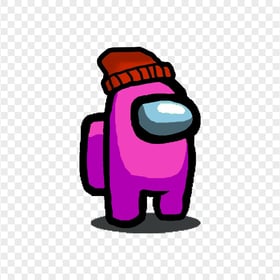 HD Pink Among Us Character With Beanie Hat PNG