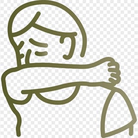 Sick Man Outline Cover Coughing Elbow Vector Icon
