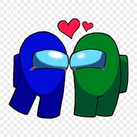 HD Among Us Blue Love Green Characters Valentines Day PNG