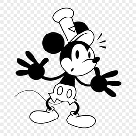 Black And White Classic Mickey Mouse Coloring PNG