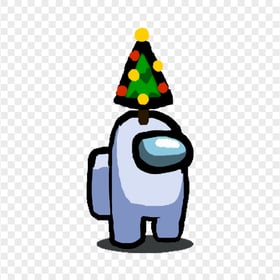 HD Among Us White Crewmate Character With Christmas Tree Hat PNG