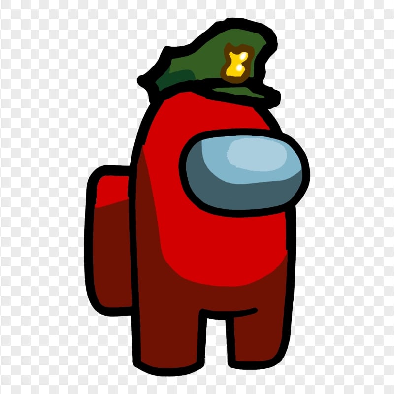 HD Red Among Us Character With Military Hat PNG Citypng