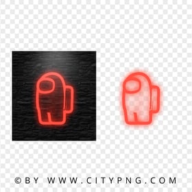 HD Red Neon Among Us Game Character PNG