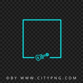 Blue Green Neon Frame With Guitar Shape HD PNG