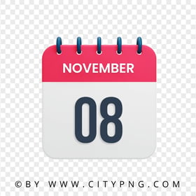 HD 8th November Day Date Calendar Icon Transparent PNG