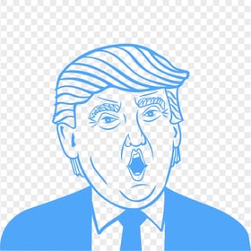 Blue Funny Face Of Donald Trump Vector Outline