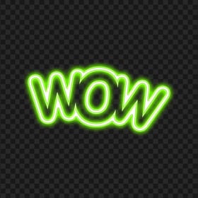 Download Green Wow Neon Expression Word PNG