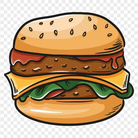 Illustration Cartoon Burger Sandwich HD PNG