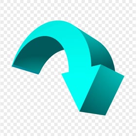 HD Turquoise 3D Curved Arrow Pointing Down PNG