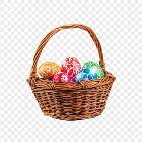 HD Happy Easter Day Colorful Eggs in Basket