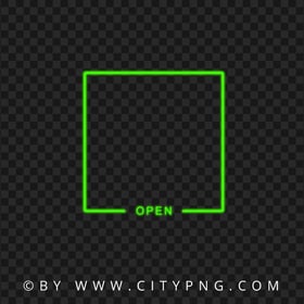Green Neon Frame With Open Sign Image PNG