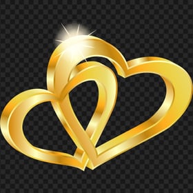 Two Double Gold Hearts Illustration Wedding Love
