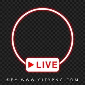 Live Circle Neon Glowing Red Logo Sign PNG Image