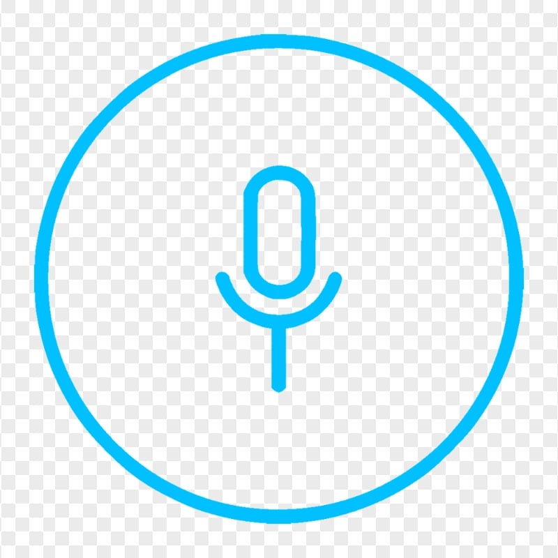 Round Voice Recorder Mic Line Blue Icon Transparent Background