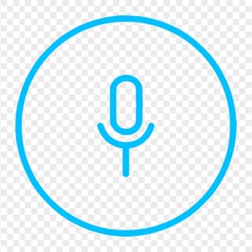 Round Voice Recorder Mic Line Blue Icon Transparent Background