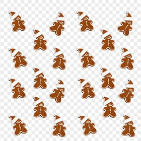 Cartoon Gingerbread Man Pattern Seamless PNG Image