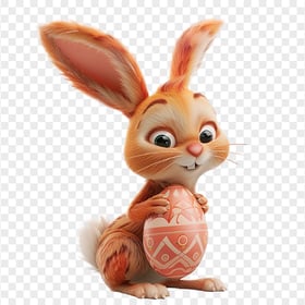 HD Little Bunny With Colorful Easter Egg Transparent PNG