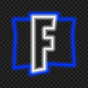 HD Cool Fortnite Blue & White Neon F Logo Letter PNG