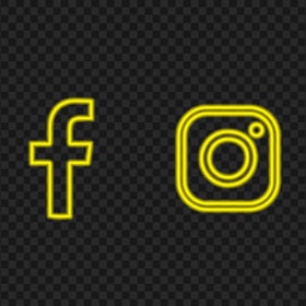 HD Facebook Instagram Glowing Yellow Neon Logos Icons PNG