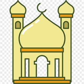 Yellow Cartoon Masjid Mosque Icon Illustration
