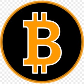 HD Black & Orange Round Bitcoin Icon PNG