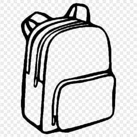 Outline Black Backpack Bag PNG