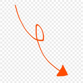 HD Orange Line Art Drawn Arrow Pointing Down Right PNG