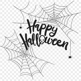 Download Black Happy Halloween With Web Spider PNG