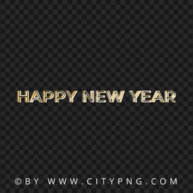 Happy New Year Text Lettering Gold And White Design PNG