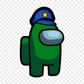 HD Among Us Crewmate Dark Green Character With Police Hat PNG