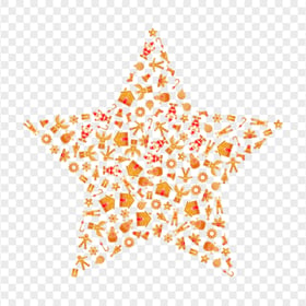 Gingerbread items Pattern Star Shape PNG