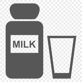 Gray Milk Bottle With Glass Icon PNG